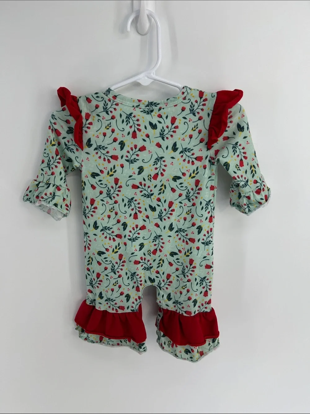 Baby Girl Boutique Gingerbread Holiday Mint/Green Ruffle Romper - 3 months